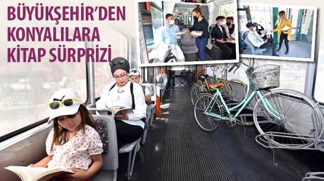 Konya’da tramvaylarda kitap sürprizi