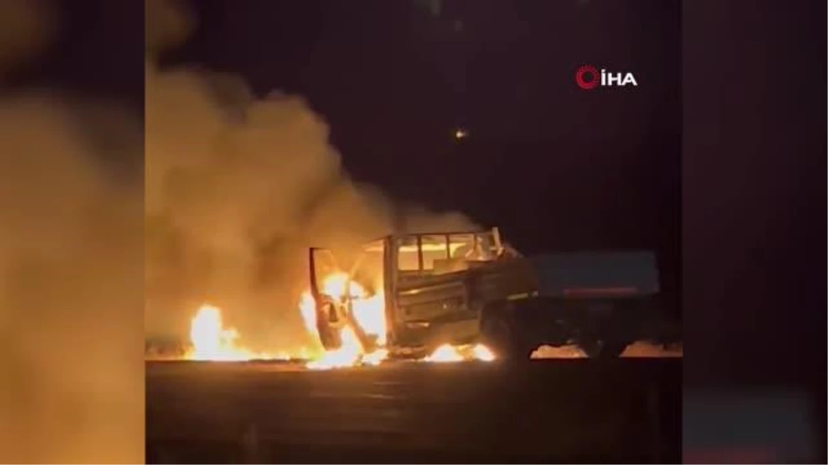 Kırıkkale-Konya kara yolunda kamyonet yangını