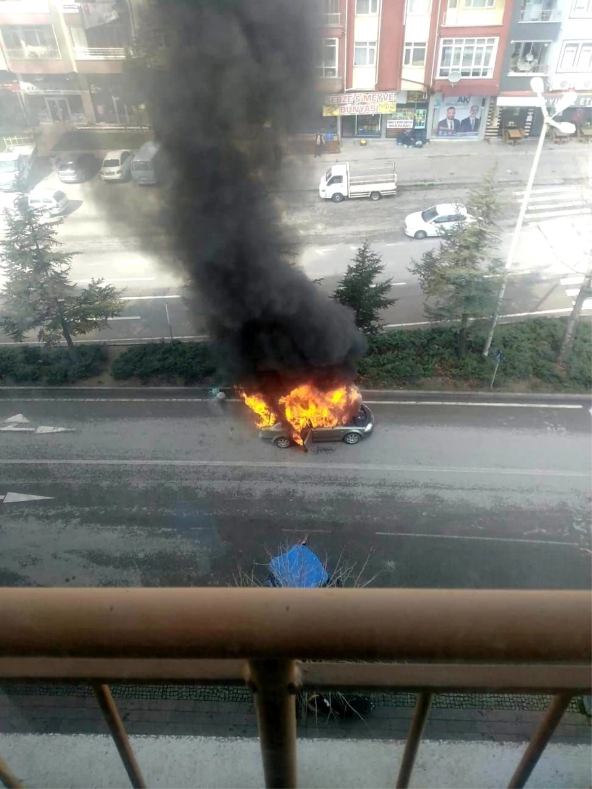 Konya’da LPG’li Otomobil Alev Alev Yandı