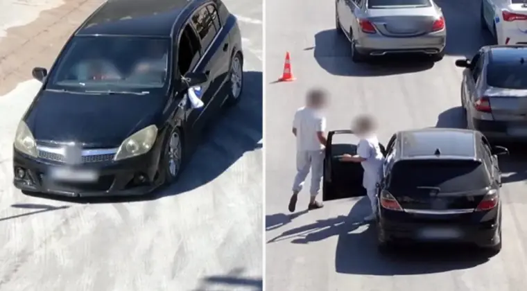 Ehliyetsiz sürücü eşiyle yer değiştirdi, drondan kaçamadı