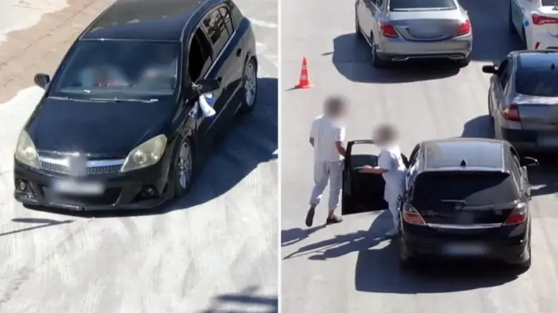 Ehliyetsiz sürücü eşiyle yer değiştirdi, drondan kaçamadı